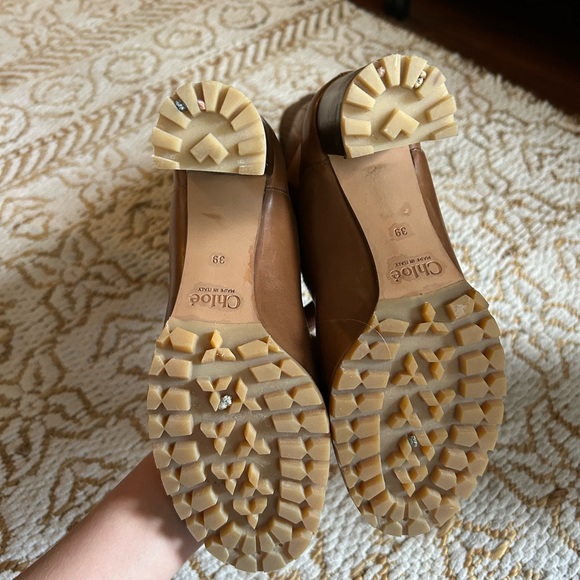 Chloe Collection RARE Brown Leather & Knit Heel Boots - Size EU 39/ 8-8.5 - Picture 6 of 6